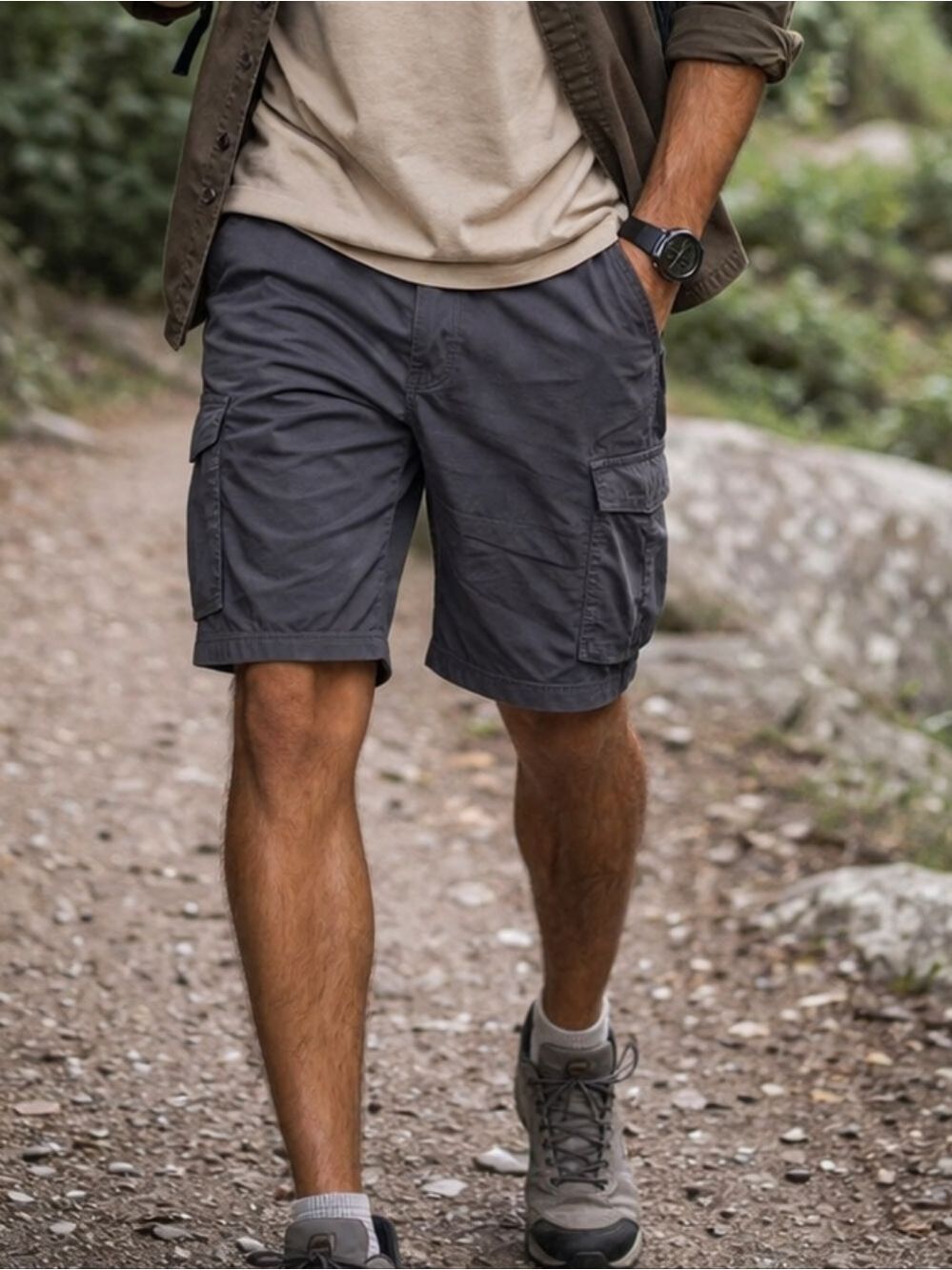 Columbia Men’s Gray Cargo Shorts Regular Fit Utility Outdoor Hiking Casual